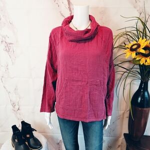 Lilla P. Gauzy Mock Neck Top